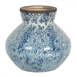 Keramická váza s modrými kvítky ve vintage stylu Bleues – 18x16 cm