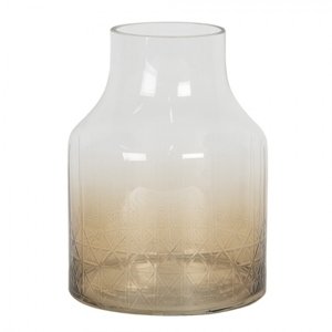Hnědo bílá skleněná váza – 14x20 cm