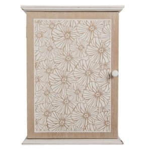 Dřevěná skříňka na klíče s květinami Page – 20x7x27 cm