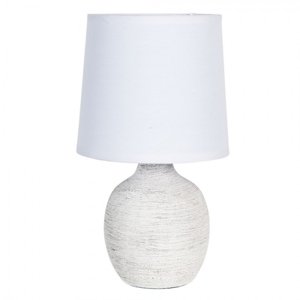 Bílá stolní lampička s keramickou nohou – 15x26 cm