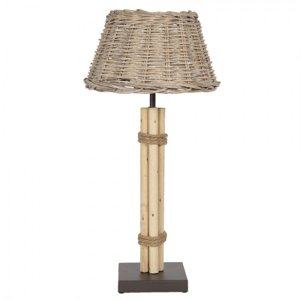 Stolní lampa s ratanovým stínidlem Mauger – 30x61 cm
