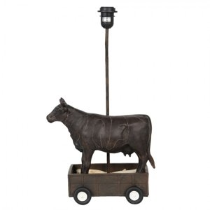 Černá základna k lampě kráva na vozíku – 30x17x56 cm