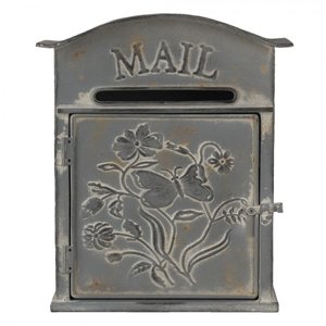 Šedá retro poštovní schránka Mail – 26x10x31 cm