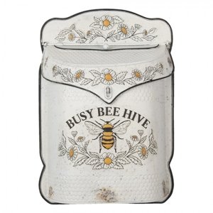 Krémová retro poštovní schránka s včelou Bee Hive – 27x8x39 cm