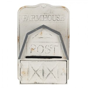 Bílo šedá retro poštovní schránka Farmhouse – 26x12x39 cm