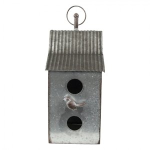 Dekorační plechová ptačí budka – 14x14x30 cm
