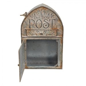 Šedá poštovní schránka s rezavou patinou Post – 25x10x40 cm