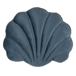 Tmavě modrý polštář ve tvaru mušle Frona – 38x48x6 cm