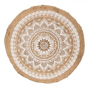Kulatý jutový koberec s ornamentovým potiskem Oraniq – 100 cm