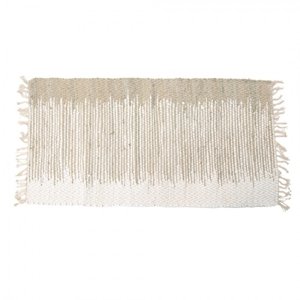 Béžovo-hnědý tkaný koberec s třásněmi – 70x140 cm