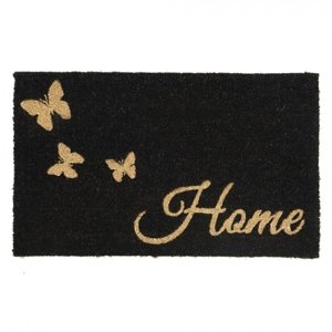 Černá kokosová rohožka s motýlky Home – 75x45x1 cm