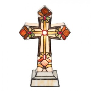 Stolní lampa Tiffany Kříž – 22x13x35 cm
