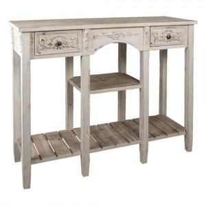Bílý vintage dřevěný stolek Lieve – 125x40x95 cm