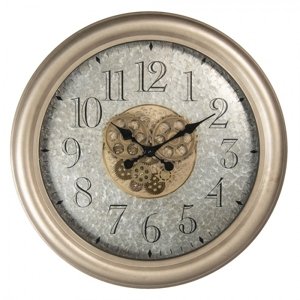 Zlaté antik nástěnné hodiny s ozubenými kolečky – 67x9 cm