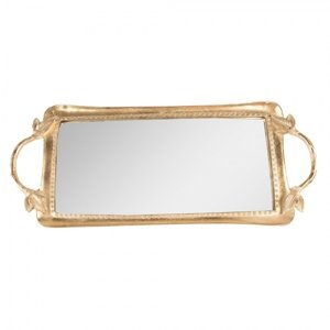 Zlatý dekorativní podnos se zrcadlem – 51x22x3 cm