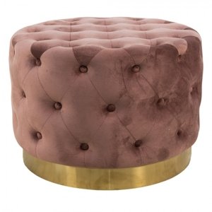 Sametový růžový puf/ sedák se zlatým okrajem Hans – 65x45 cm