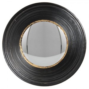 Vypouklé zrcadlo v černém rámu se zlatou linkou Degaré – 24x7 cm