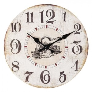 Vintage nástěnné hodiny s vlakem – 30x3 cm