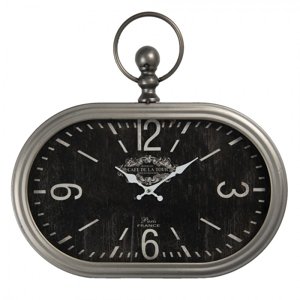 Černo-stříbrné vintage hodiny Cafe De La Tour – 50x3x44 cm