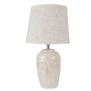 Béžová stolní lampa se zdobnou keramickou nohou Rosemarijn – 20x37 cm