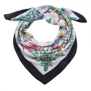Bílý šátek s květinami – 70x70 cm