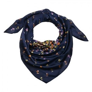 Modrý šátek s rybičkami – 110x110 cm