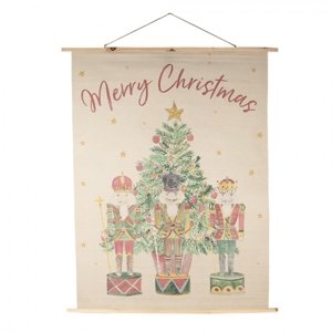 Béžová nástěnná mapa s Louskáčky Merry Christmas – 120x2x150 cm