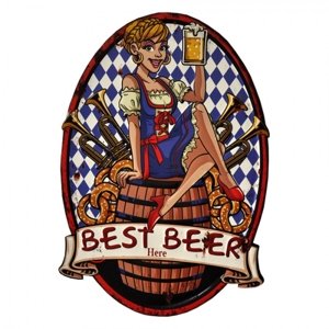 Nástěnná kovová cedule Here Best Beer – 45x1x65 cm