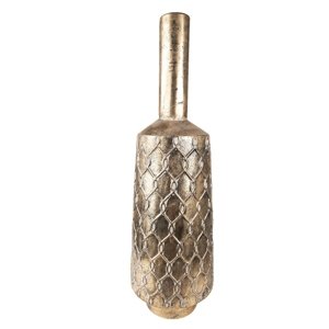 Měděná antik kovová dekorační váza s úzkým hrdlem – 26x79 cm