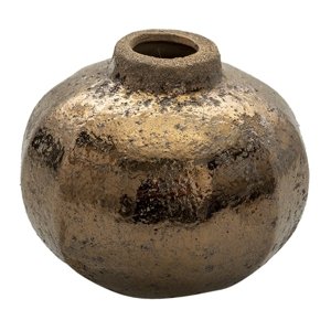 Hnědá keramická váza s bronzovou patinou Lubbert – 12x10 cm