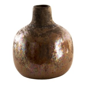 Hnědo-měděná keramická váza s patinou Anne-marijn – 9x9 cm