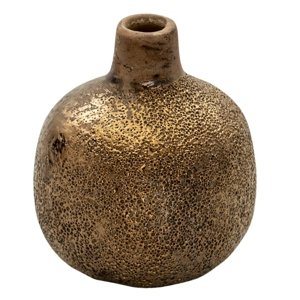 Hnědá keramická váza s bronzovou patinou Peter – 9x9 cm
