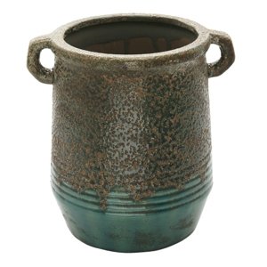 Zelný keramický květináč/váza s uchy Roussel – 16x19 cm