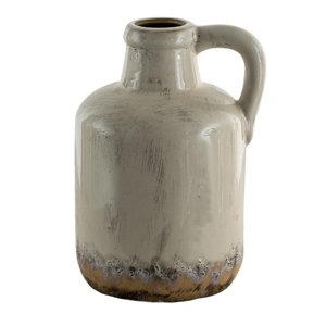 Béžová antik dekorační váza ve tvaru džbánu – 14x23 cm