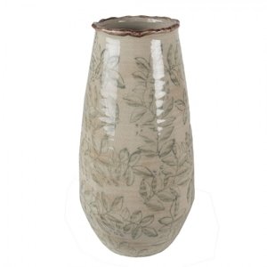 Béžová keramická váza s listy Lovely Leaves M – 15x30 cm
