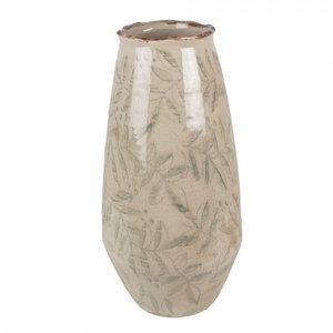 Béžová keramická váza s listy Lovely Leaves S – 13x26 cm