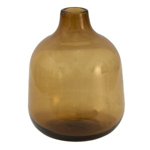 Hnědá skleněná dekorační váza – 10x13 cm