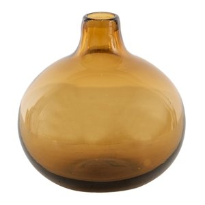 Hnědá skleněná váza s úzkým hrdlem – 11x11 cm