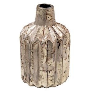 Béžovo-šedá antik dekorační skleněná váza – 8x8x12 cm
