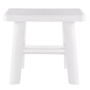 Bílá dřevěná stolička s patinou – 26x20x23 cm