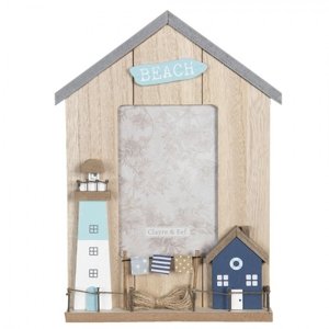 Fotorámeček ve tvaru domku s dekorací majáku Beach – 10x15 cm
