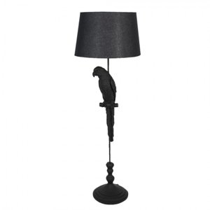 Černá stojací lampa s dekorací papouška – 40x121 cm