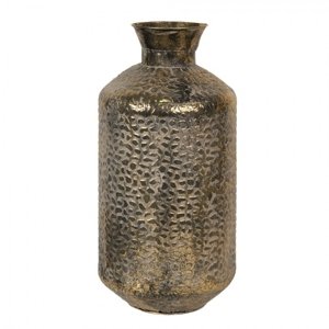 Vysoká stříbrná kovová váza s reliéfem Til – 26x56 cm
