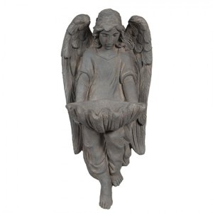 Nástěnná dekorativní soška anděla s mušlí – 26x36x78 cm