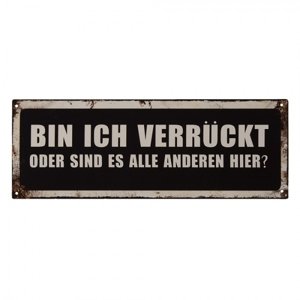 Nástěnná kovová cedule Bin Ich Verrücht – 36x1x13 cm