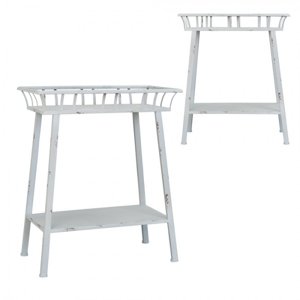Šedý kovový odkládací stolek – 59x31x73 cm