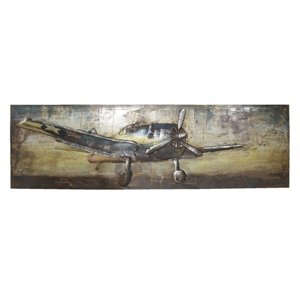 Kovový obraz na stěnu s letadlem – 180x7x56 cm