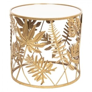 Zlatý odkládací stolek s motivem listů – 50x48 cm