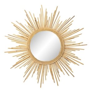 Přírodní nástěnné zrcadlo ve tvaru slunce v ratanovém rámu Sunny – 80x2 cm