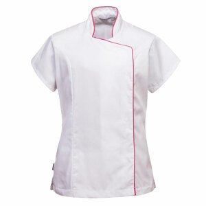 PORTWEST Dámský kuchařský rondon/tunika PORTWEST WRAP bílý s růžovým lemem XL